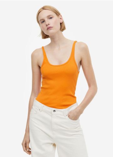 Ribbed Tank Top-L-Orange